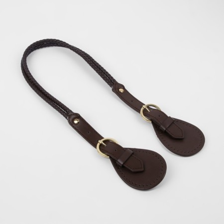 Handle for bags, cords, 60 × 1.8 cm, with sewing loops 5.8 cm, brown color/gold-1