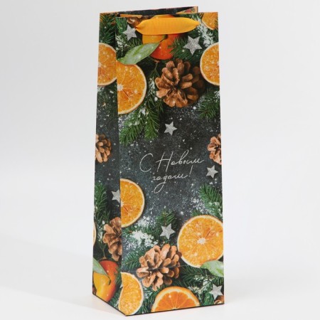 Package for a bottle of craft "New Year's mood", 13 x 36 x 10 cm, New Year-3