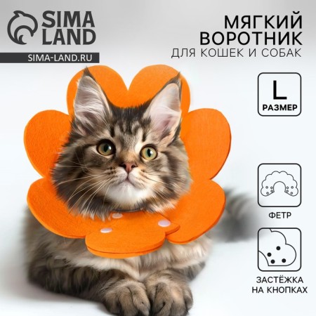 Soft collar for animals Fright, orange cent, size L
