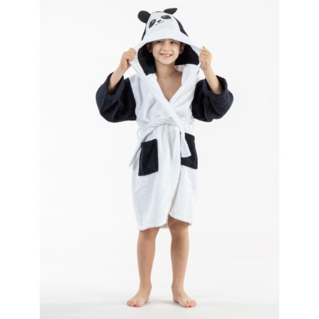 Terry robe for a boy, height 122-128 cm, white color