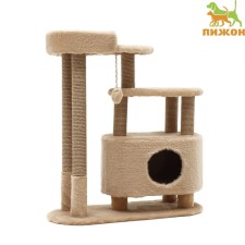 House for cats with a clawe, oval with a site, jute, 80 x33 x 91 cm Mix flowers