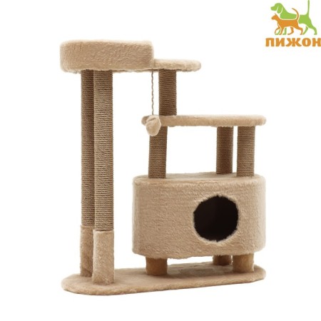 House for cats with a clawe, oval with a site, jute, 80 x33 x 91 cm Mix flowers