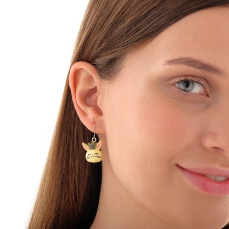 Children's earrings "chosen" hare, yellow color in silver-3