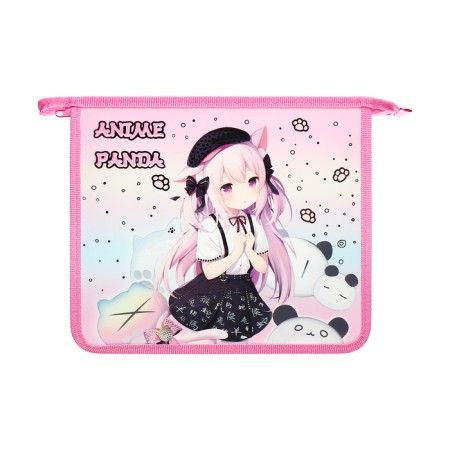 Folder d/notebooks A5 zipper on top plastic 205*240 pt 73-12 anime with pandas foil 72723-1