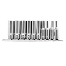 Набор торцевых головок STELS 13605, 1/4", шестигранные, удлиненные, CrV, 4-13 мм, 10 шт.