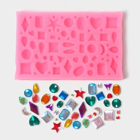 Mold "Gemstones", silicone, 11 × 7 cm, color mix