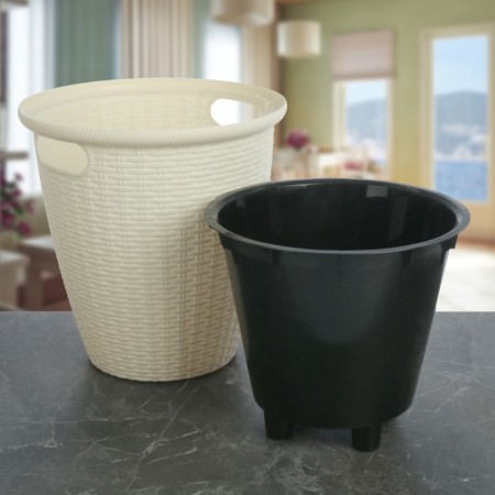 Kashpo for flowers with an insert "Rotang", 20 l (11 l), ivory color-1