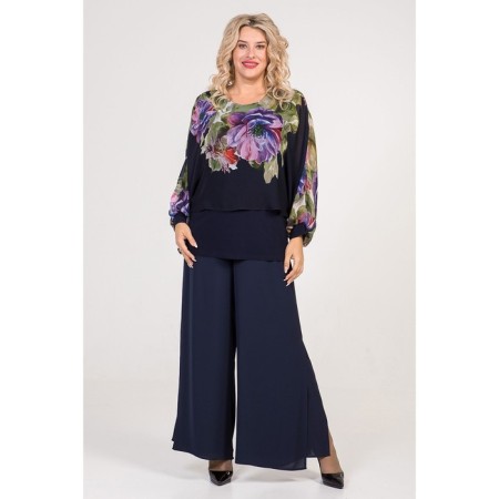 Female blouse, size 72, dark blue color-6