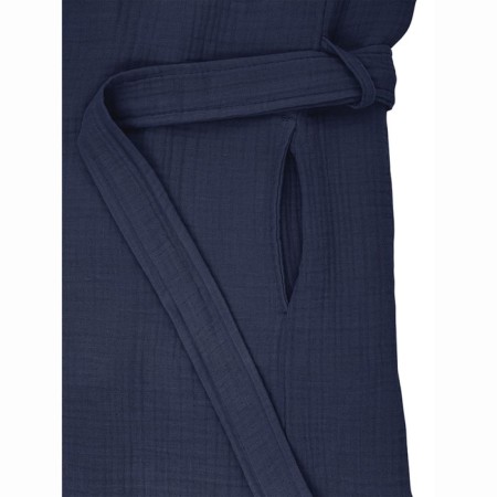 Essential bathrobe, multilayer muslin, size S, dark blue color-9