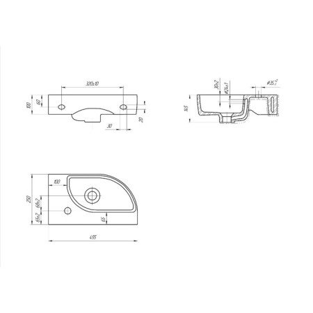 Suspended shell Cersanit Cameo 45, with 1 hole for the mixer, left-2