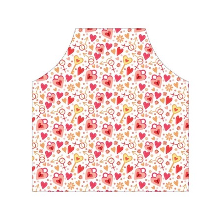 Apron kitchen with a “key to the heart” photo print, adjustable, size OS-2