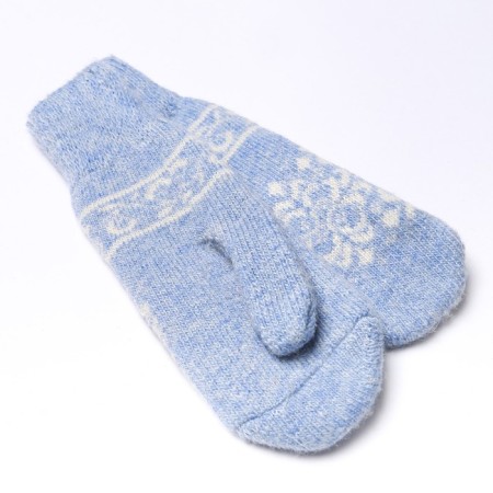 Women's woolen mittens, size 20-22, blue color-1