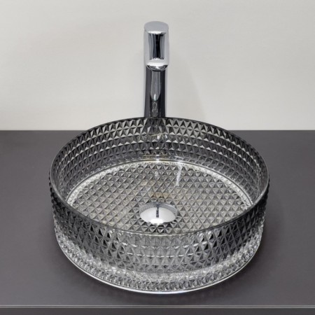 Comforty CF21010, glass, round, round, gradient gray shell shell, 36 cm-1
