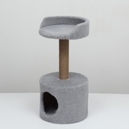 House for cats with a claw, with a sunbed, round, 35 x 35 x 70 cm, gray-4