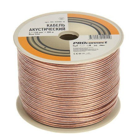 Acoustic cable Proconnect, 2x1.50 mm², 100 m, transparent Blueline, 01-6206-6-1