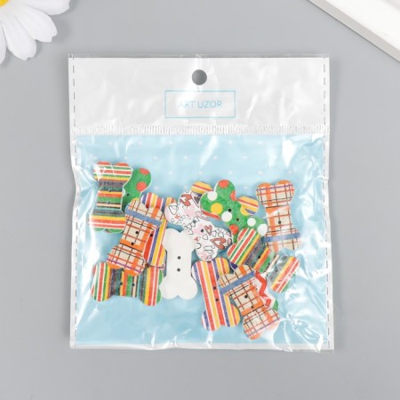 Buttons wood for creativity 2 punctures "painted bones" set of 15 pcs 2.8x1.5 cm-3
