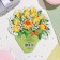 Mini-postcard "March 8" glitter, daffodils, 16.5x10 cm