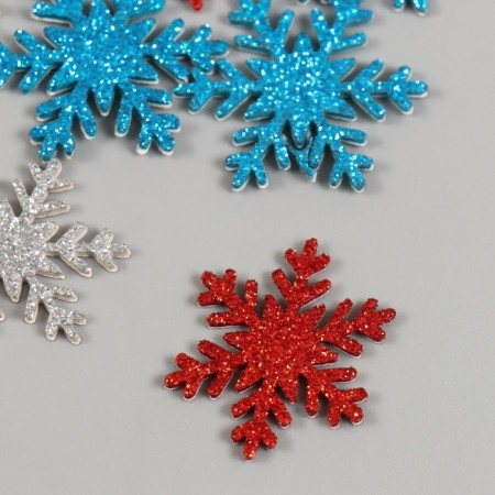 Decor for creativity "Color Snowflakes" 3x3 cm on a glue basis (set 12 pcs) mix-1