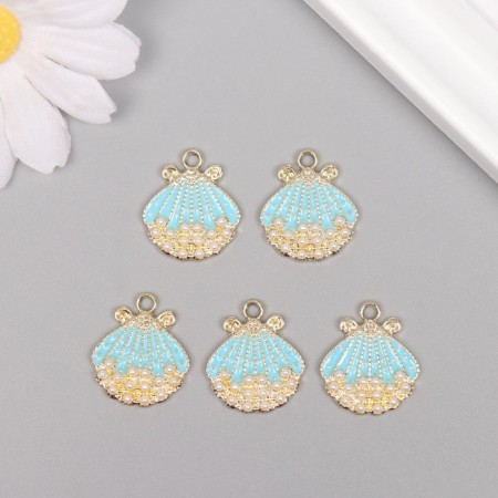 Decor for creativity metal, rhinestones "shell" gold 2.1x1.8x0.3 cm-2
