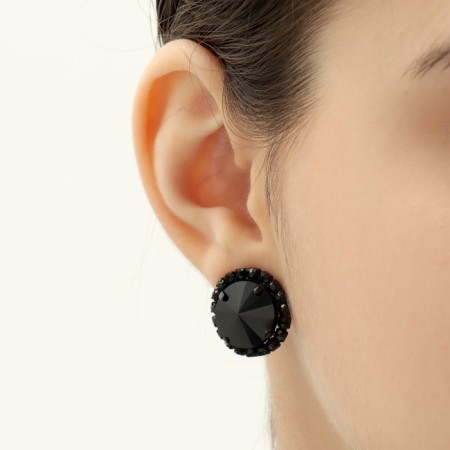 Set 2 objects: earrings, necklace “vernissage” lapella, black color, 35 cm-1