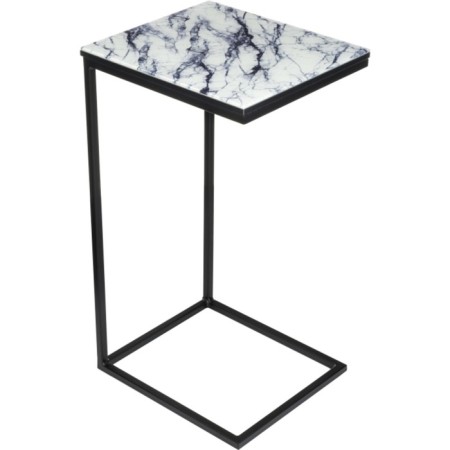 Coffee table Hercules metal, white marble/black 30x34x62 cm