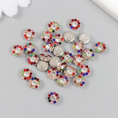 Decor for creativity plastic "Flower color crystals" set 30 pcs silver mix 0.8x0.8 cm 975092