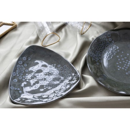 Ceramic plate "Stone", 18 x 18 cm, dark gray color-9