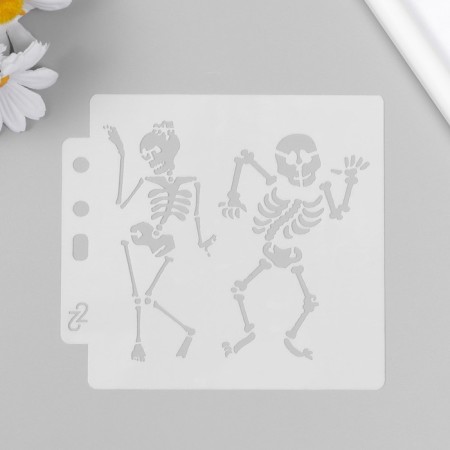 Plastic stencil "Dancing skeletons" 13x14 cm