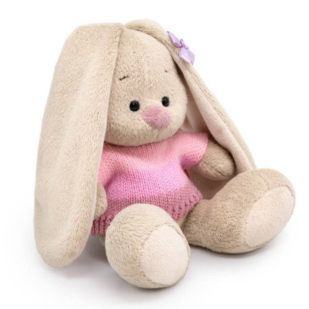 Soft toy "Bunny Mi", in a pale pink sweater, 15 cm-1