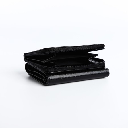 Women's wallet on the button, black color-5