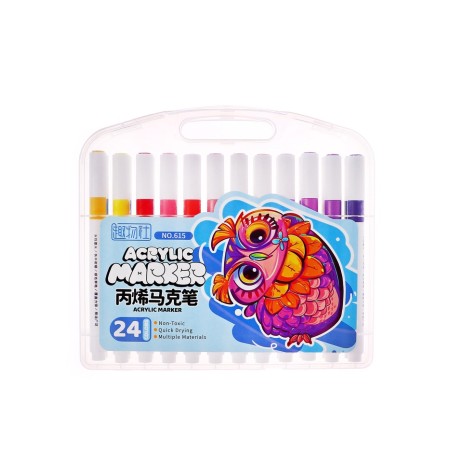 Acrylic markers set 24 colors, a round tip, for any surface-9