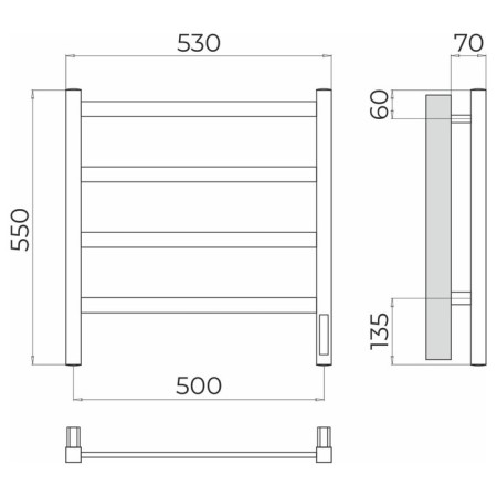 Terminus heated towel rail "Noto" P4, 500x550 mm, chrome-3