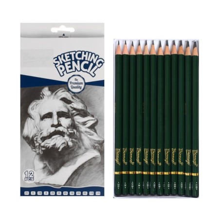 Pencils are an artistic set of 12 pieces (2h, h, hb, b, 2b, 3b, 4b, 5b, 6b, 8b, 10b, 12b)-1