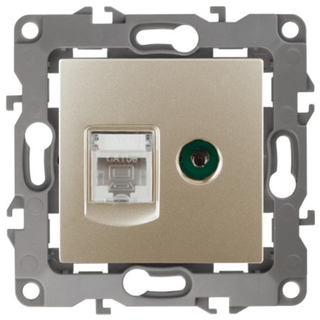 Combined RJ45+TV, IP20, ERA12, Champagne