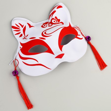 Kitsune carnival mask, red color-5