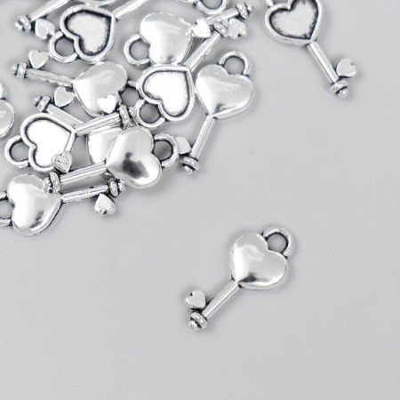 Decor for creativity Metal "Key from the heart" silver 1.6x0.7 cm-1