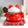 Piggy bank Ceramics "Cat Mani-Neko with wealth tablets" red 15x24x20 cm