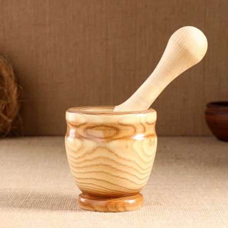 Set: a mortar with a pestle, ash, 13 cm, mix-18