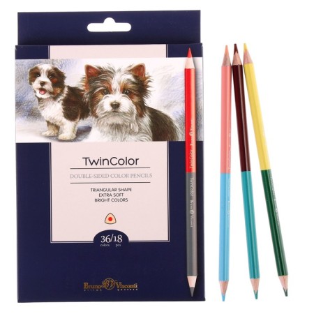 Pencils 36 flowers 18 pieces, Twincolor