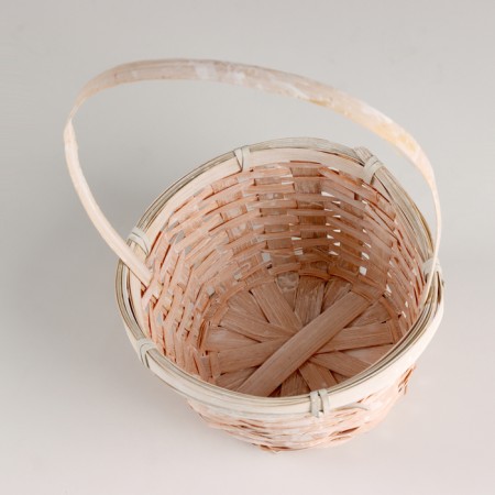 Wicker basket, d17x10.5xh33cm, peach, bamboo-2