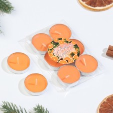 Set of candles of tea aromatic, 6 pcs, orange, new year
