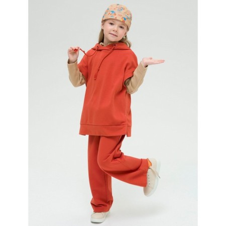 Sweatshirt for girls, height 110 cm, terracotta color-6