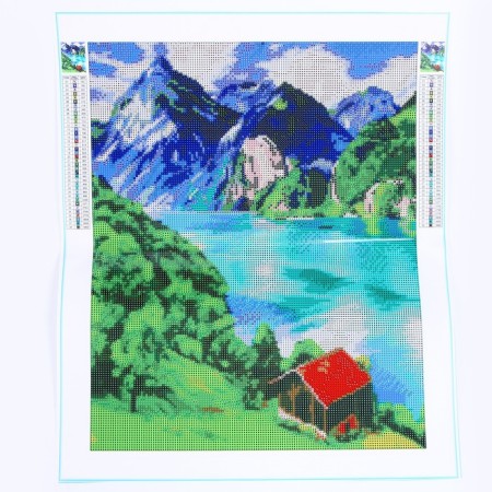 Diamond mosaic with full filling on the canvas "Mountain Lake", 40 x 50 cm-4