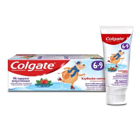 Colgate toothpaste "strawberries and mint", nursery, from 6-9 years old, with fluoride, 60 ml