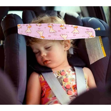 The bandage-fixer is a children's front, to support the head in the car seat, giraffes, pink