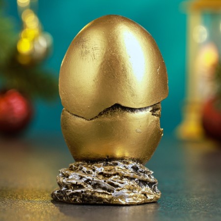 New Year. Symbol 2025. Figure "Snake in the Egg" 4x4x7cm, bronze-2