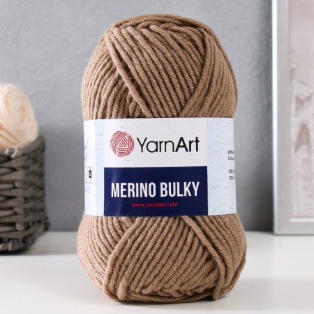 Yarn "Merino Bulky" 25% wool 75% acrylic 100m/100g (218 gray-beige)