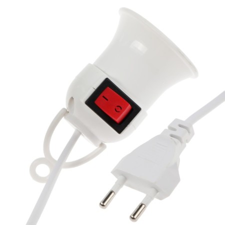 The lamp with the switch, under the lamp, E27, wire 2 m, white