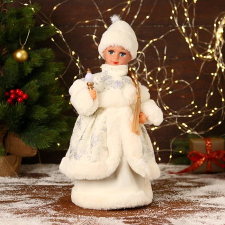 Snow Maiden "in a white fur coat and hat" moves, 40 cm