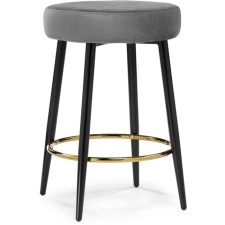 Barrier stool Plato metal/velor, black/dark gray 43x43x65 cm